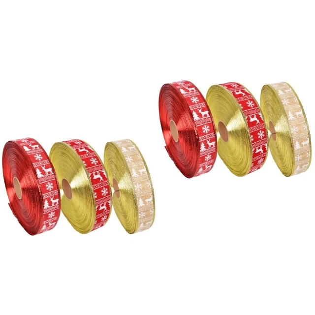 6 pcs Dekorative Band Weihnachten Druck Band Urlaub Weihnachten Haar Bögen Band