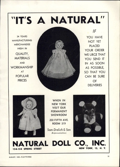 1949 PAPER AD Natural Doll Stuffed Animal Murray Ohio Station Wagon Pedal Car