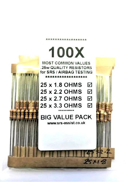 6-Pack 3.3 Ohm SRS Airbag Resistors - 0.25W 2A Fused For Diagnostic & Fault Fixing