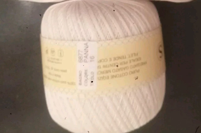 Ball Gomitolo Di Filato Di Scozia 100% Cotone N.12 - 100gr Per Uncinetto E Tombolo, Bianco