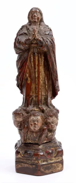 Antigüedad 18. C. Inmaculada, Colonia Española, Madera tallada, dorada y...