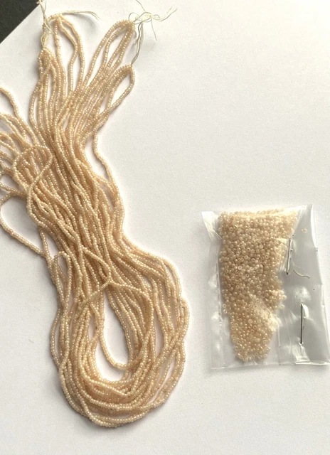 RARE Antique Micro Seed Beads-16/0 Pearlized Peach Buckskin Flesh-14g Lot