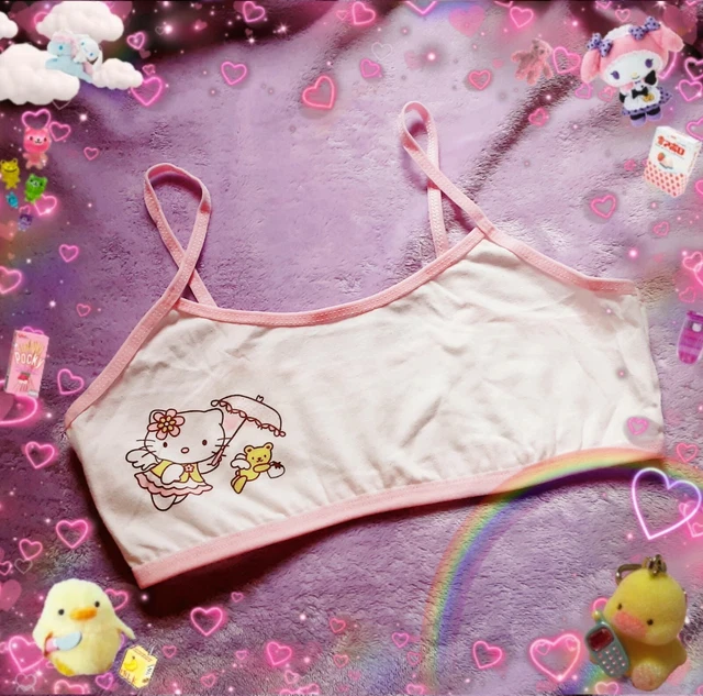 HELLO KITTY PASTEL Pink Bralette Top NEW UK8 Kawaii Harajuku Cute