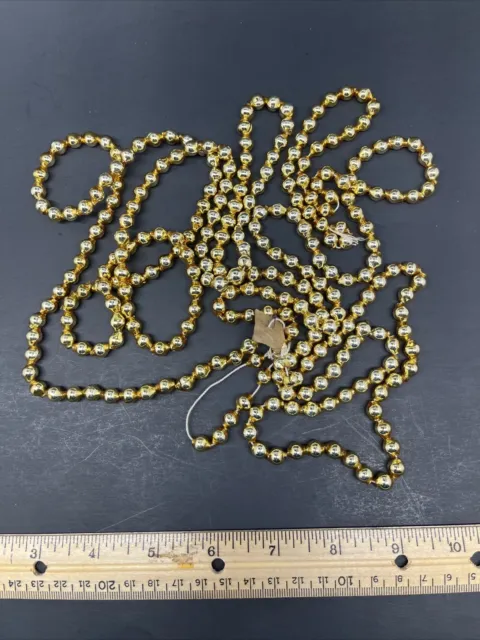 Vtg Mercury Glass gold  Beads Christmas Garland  7 ft.  single bead garland 3/8"
