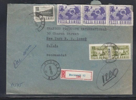 ROMANIA Registered Cover Bucuresti to New York City 4-10-1972 cancel