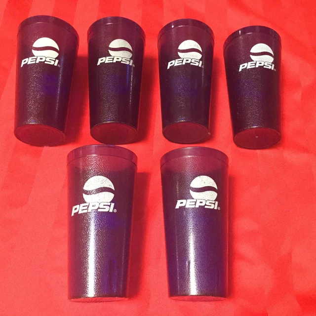 LOT OF 6 Pepsi Vintage Restaurant Dark Blue Plastic Tumblers Cups 20 oz