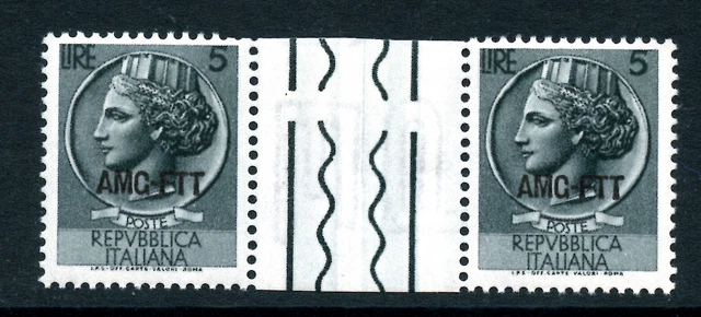 Italy-Trieste 170, 1953-54 "Italia," Gutter Pair, Mint, Vlh, No Remnant(It071)