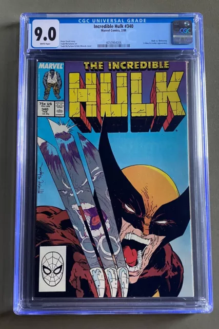 Incredible Hulk #340 (Marvel 1988) Todd McFarlane, Hulk vs. Wolverine - CGC 9.0