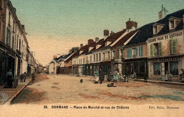 CPA 51 - DORMANS (Marne) - 25. Place du Marché and rue de Châlons