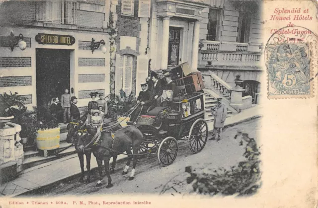 2 x cpa 63 CHATEL-GUYON. Théâtre Grands Thermes & Calvaire