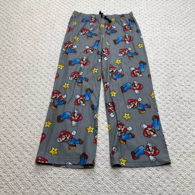 Super Mario Video Game Boys Youth Large Pajama Pants Gray Soft Sleep Lounge