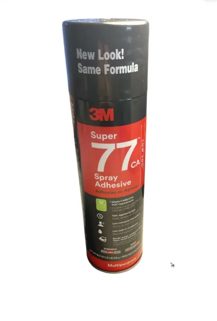 3M Spray Adhesive, 18 oz, Aerosol Can, Begins to Harden in 15 sec to 30 min 77CA