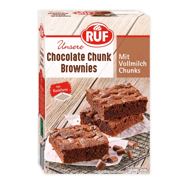 RUF cioccolato latte intero pezzo fudgy brownies miscela da forno 6x 410 g NUOVO MHD 09/23
