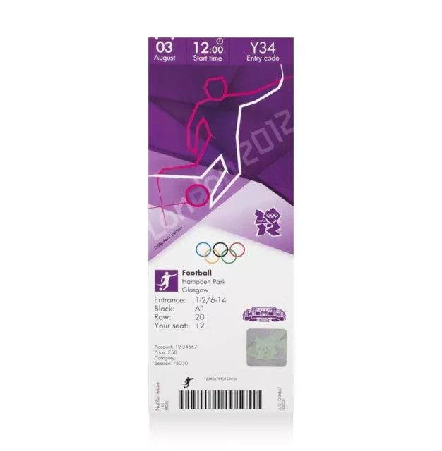 UNSIGNED London 2012 Olympics Ticket: Football, August 3rd  Autograph