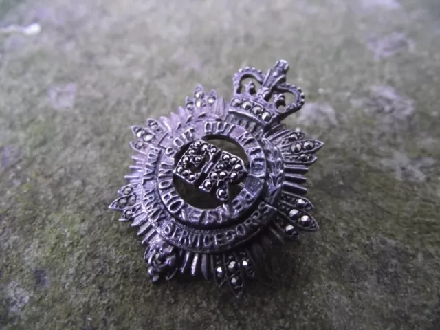 falklands war silver & marcasite rasc royal army service corps sweetheart badge