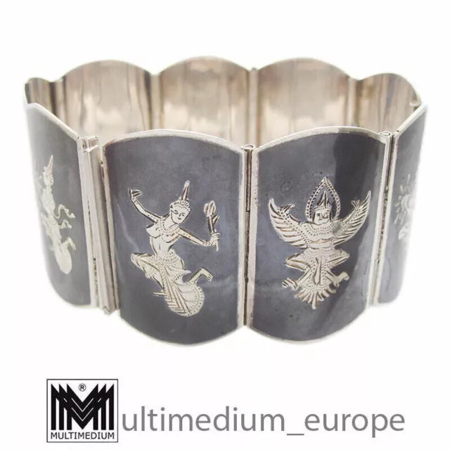 Art Deco Armband Siam Niello Tula Sterling Silber Emaille 30er Jahre