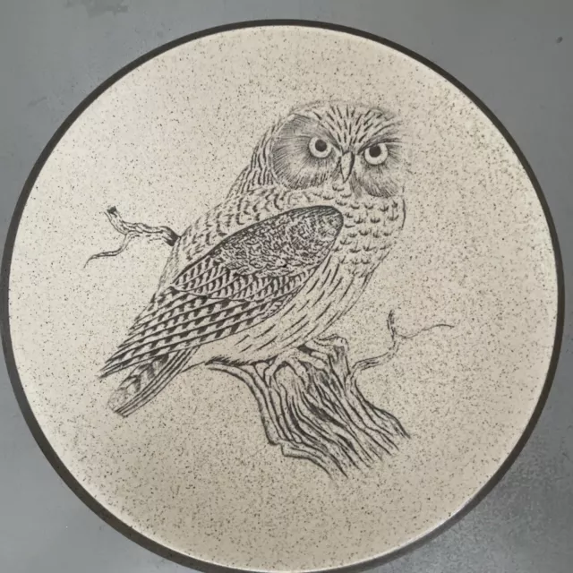 Purbeck pottery England decorative plate with owl picture