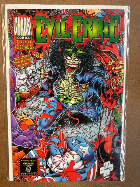 Evil Ernie Vs The Super-Heroes #1 (Nm) W/ Lady Death Poster - 1995 Chaos! Comics