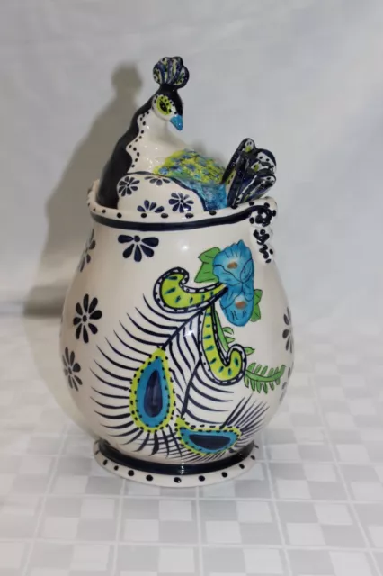 BLUE SKY CLAYWORKS - 2013 Ceramic Peacock Cookie Jar