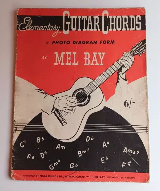 ELEMENTARY GUITAR CHORDS by MEL BAY ~ In Picture & Diagram Form