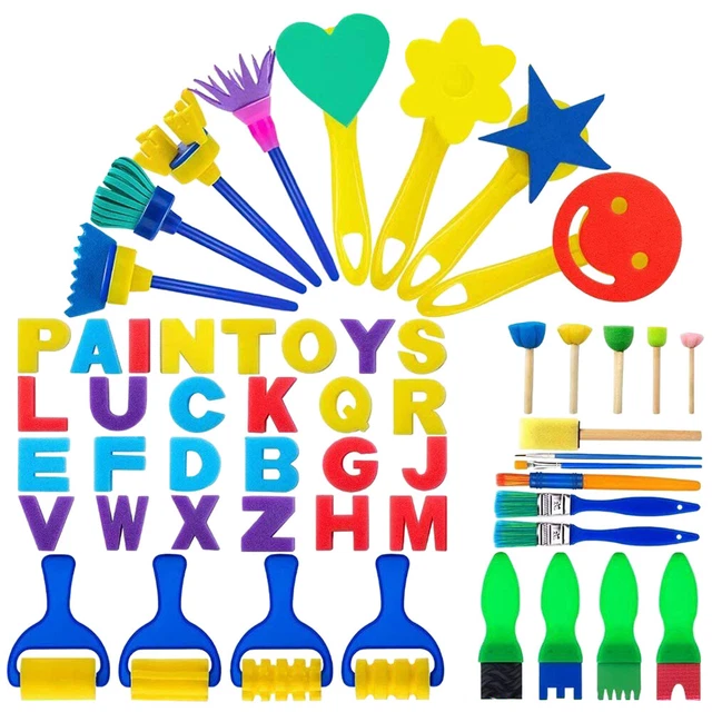 1 juego de cepillos de esponja portátiles pintura infantil pincel esponja artística pinceles