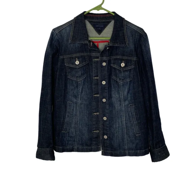 Tommy Hilfiger Womens Blue Long Sleeve Denim Button Front Jacket Size Large