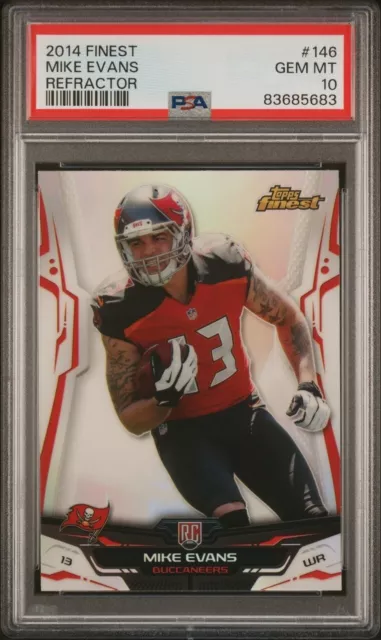 Mike Evans RC 2014 Topps Finest Rookie REFRACTOR # 146 PSA 10 GEM MINT Bucs