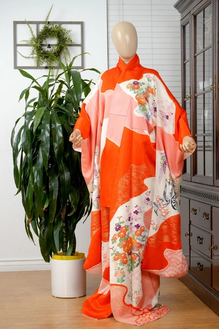Dear Vanilla Japanese Silk Furisode Kimono Women's Authentic Japan Vintage Mint