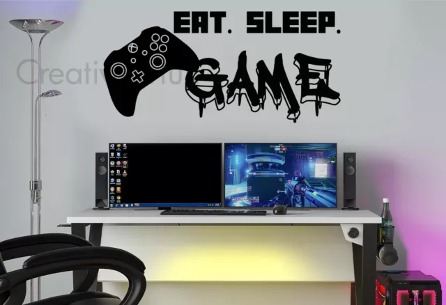 Eat Sleep Game Gaming Wall Stickers Gamer Console Decals Murals Gaming Art XB1