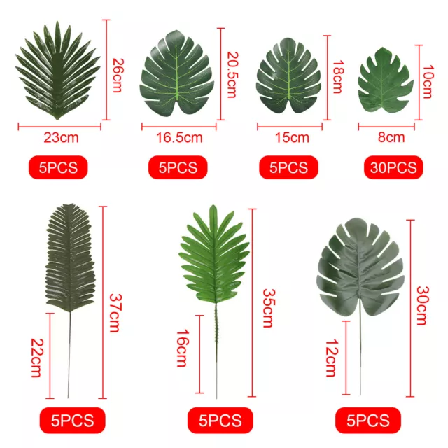 60X Tropical Artificial Palm Leaves Hawaiian Luau Jungle Beach Theme Party Decor