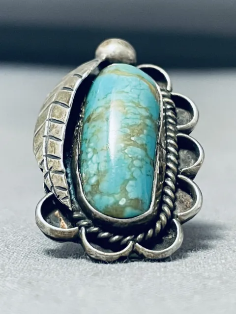 Stunning Vintage Navajo Huge Number 8 Turquoise Sterling Silver Ring