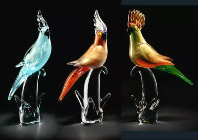 Cristal de Murano Original Venezia adorno Escultura Animal Loro Nuevo