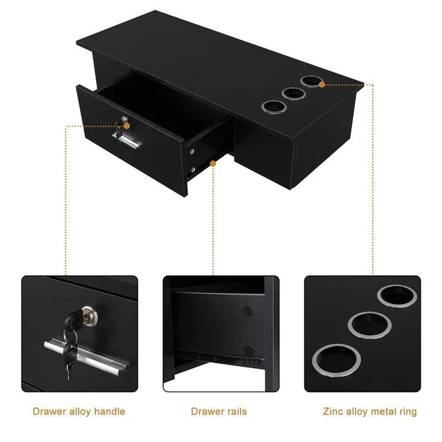 Black Locking Wall Mount Styling Station Appliance Salon Spa Beauty Equipment