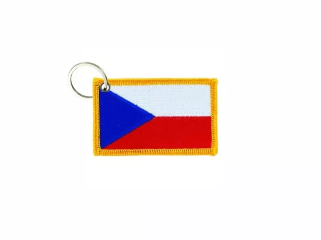 Keychain keyring embroidered embroidery patch double sided flag czech republic