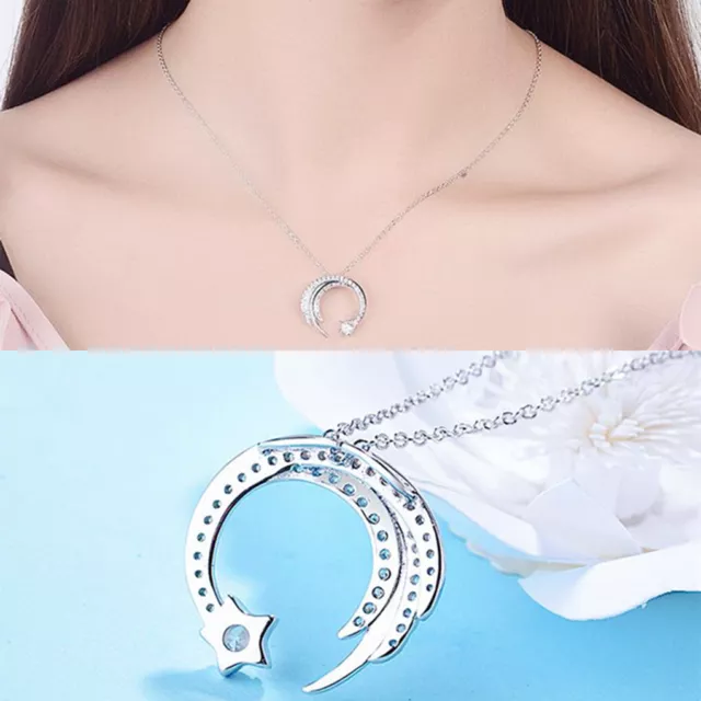 Women Necklace Exquisite Love Star Pendant In Sterling Silver Silver Delicate