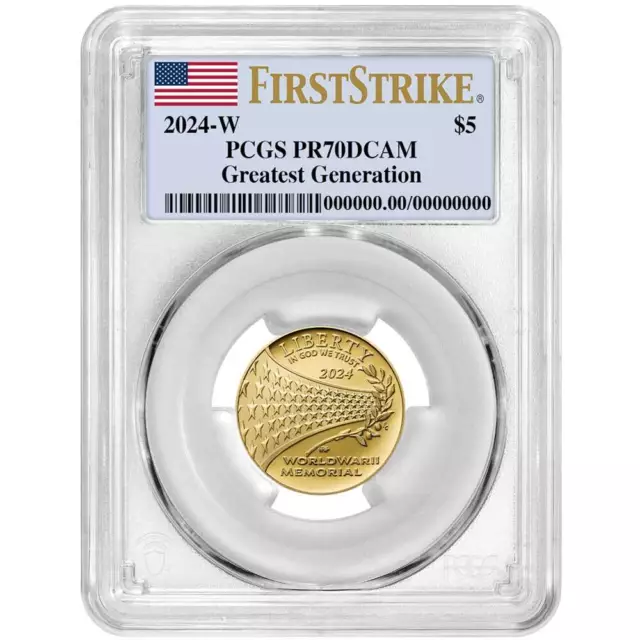 2024-W Proof $5 Greatest Generation Gold Commemorative PCGS PR70DCAM FS Flag ...