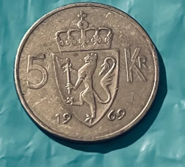 1969 5 Kroner Coin - SCARCE - FREE P&P