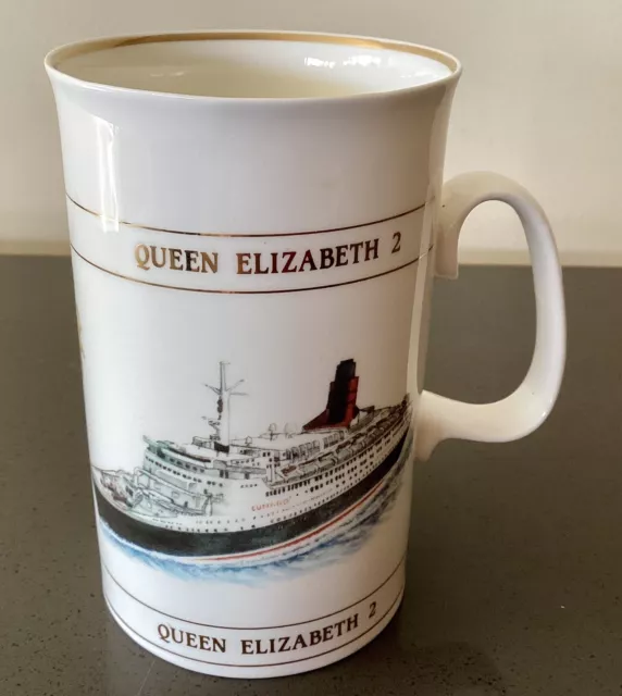 Queen Elizabeth 2 Cunard Line Ocean Liner Dunoon Ceramics Bone China Mug England