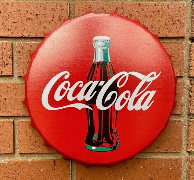 COCA COLA BOTTLE TOP WALL SIGN 30cm MAN CAVE DAMAGED SEE PHOTO'S (1)