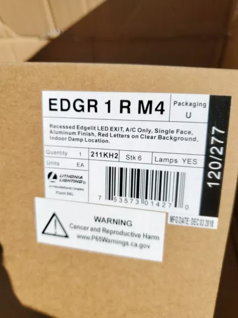 Lithonia EDGR 1 R M4 Lighting Recessed Edgelit LED Exit Sign
