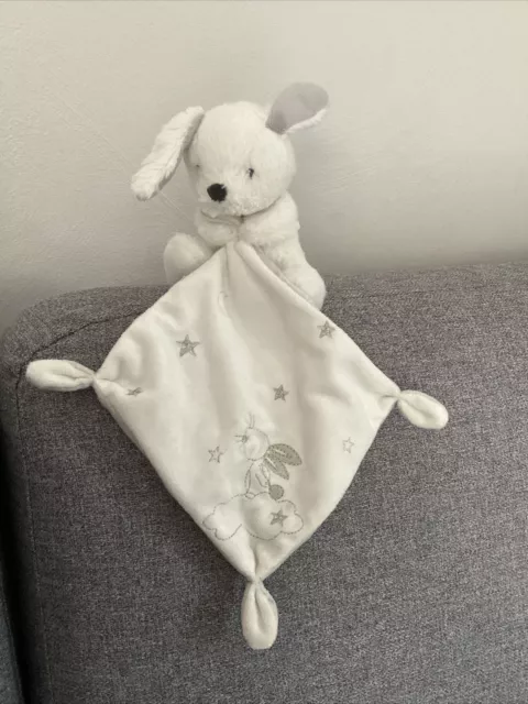 O/ Doudou Nicotoy  Simba Toys lapin Blanc Gris Mouchoir  Étoiles Lune Nuage