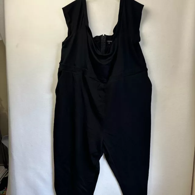 Torrid jumpsuit women 6 6X Black off shoulder Premium Ponte tapered leg cropped