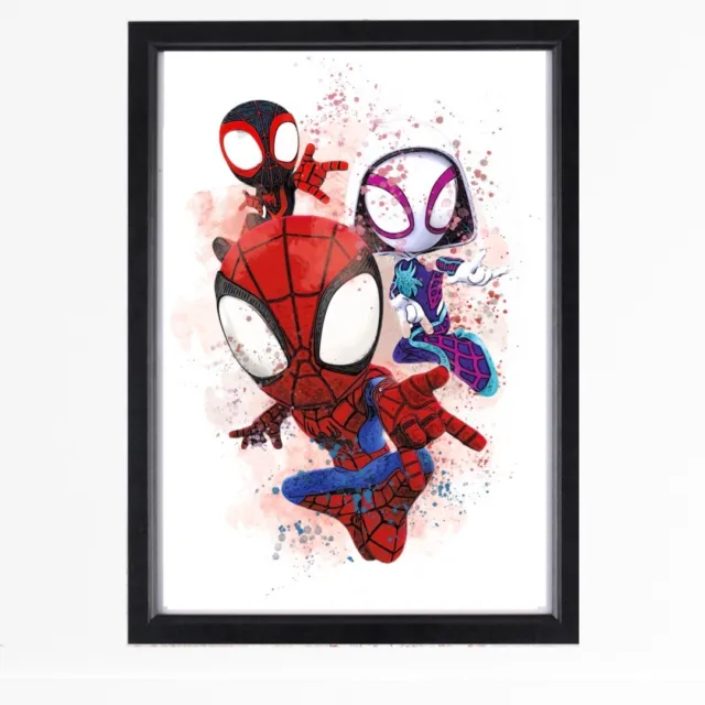 Marvel Avenger Splash Art A4 Drucke Spiderman Spidey Amazing Friends Ghost Miles
