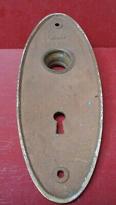 2 Antique Heavy Cast Brass Y&T Yale Doorknob Pack Plates #1B11202 2