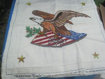 Almohada De Lino Avon Águila Americana Terminada De Colección 1973 Terminada - Necesita Cosida