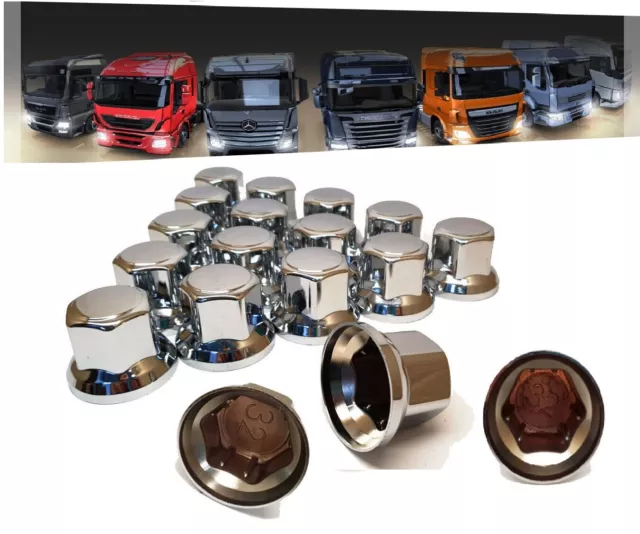 ECROU DE ROUE Boulons-Cache Chrome Plasticue Pour Camion Reanault DAF  80x32mm EUR 59,99 - PicClick FR