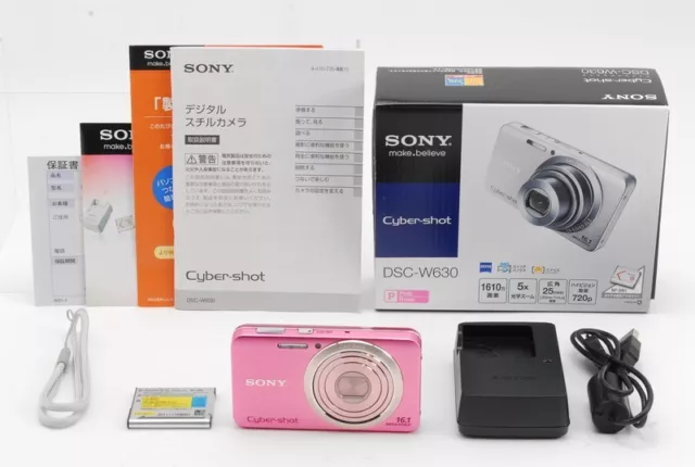 [MINT w/Box] Sony Cyber-Shot DSC-W630 Pink 16.1MP 5x Digital Camera From JAPAN