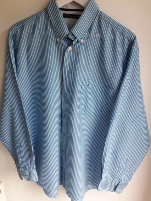 genuine original Tommy Hilfiger long sleeve blue and white strips XL shirt 