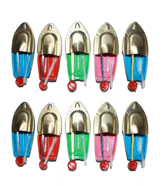 Tin Pop Pop Putt Putt Steam Boat Toy, Pack of 10,  tin toy boat Multicolor