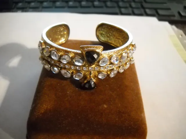 ~Melinda Maria "Hawthorne" Gold Plated Lapis Labradorite CZ Cuff Bracelet~